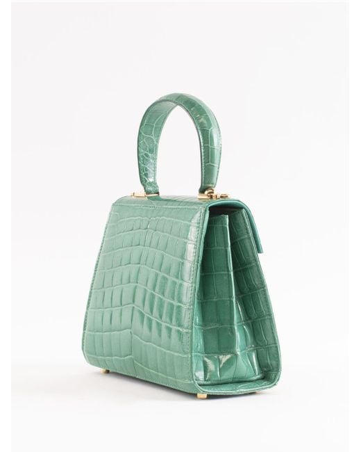 Ferragamo Green Crocodile Effect Handbag