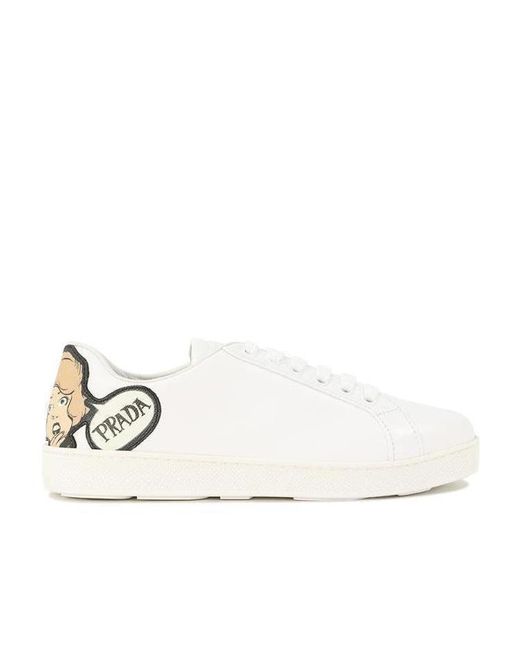 Prada Natural Logo-Lacing Casual Sneakers