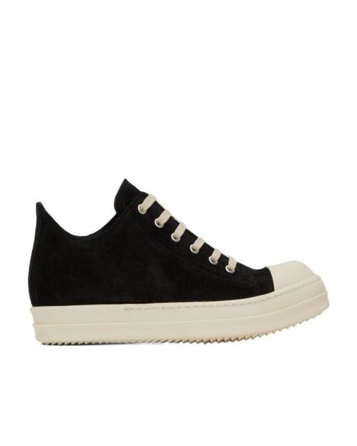 Rick Owens Black Logo Lace Up Sneakers for men