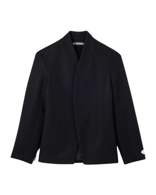 Jacquemus Blue Collarless Tailored Jacket for men