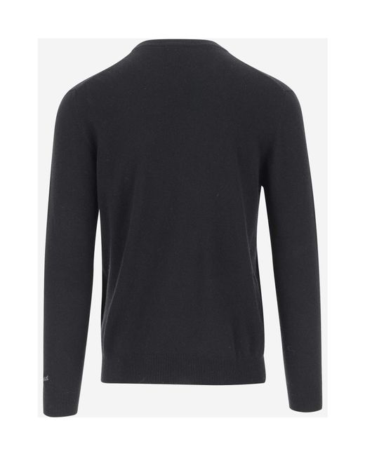 Woolrich Blue Logo Embroidered Crewneck Jumper for men