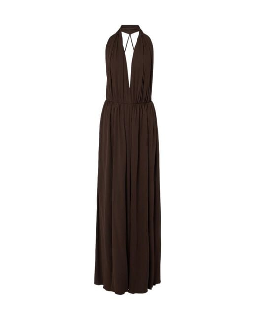 The Row Brown Pharao Gathered Jersey Crêpe Gown
