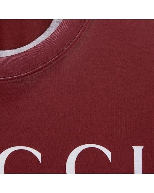 Gucci Red Cotton Jersey T-Shirt With Print for men