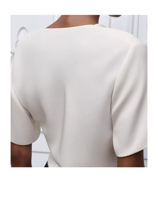Dior White Short-Sleeved Draped Blouse