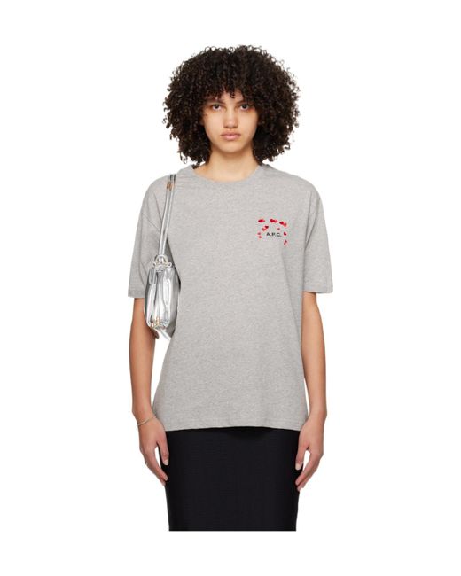 A.P.C. Gray T-Shirt With Round Neck And Short Sleeves