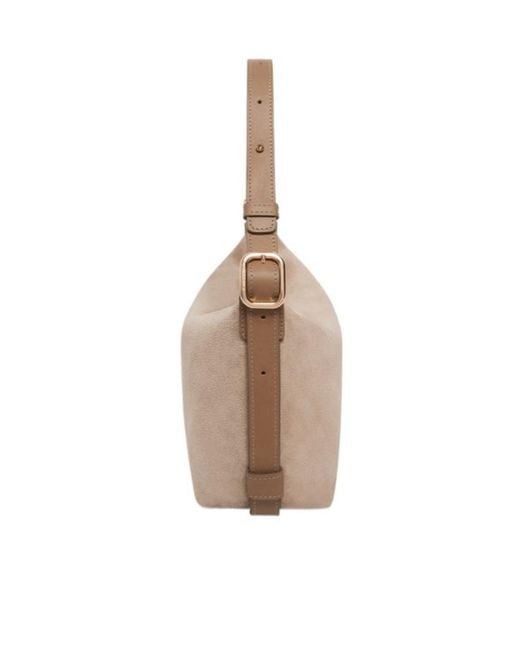Marella Natural Compact Suede Bag