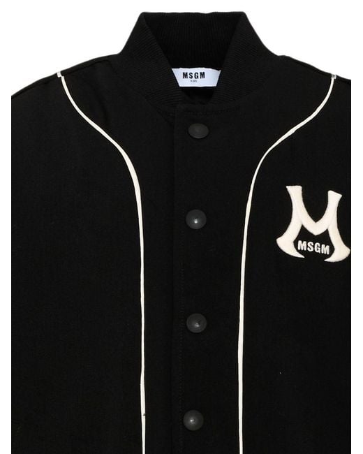 MSGM Black Logo-Patch Bomber Jacket