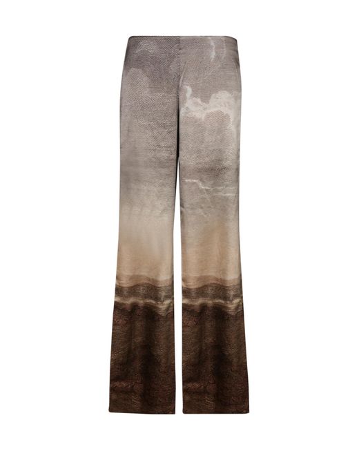 Pierre Louis Mascia Gray Landscape-Print Wide-Leg Trousers