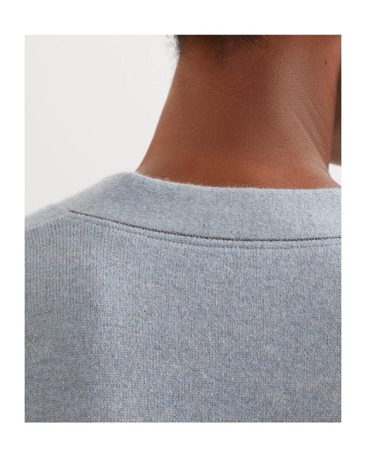 Brunello Cucinelli Blue V-Neck Cashmere Cardigan