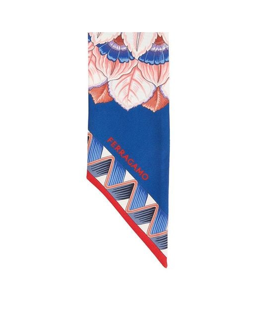 Ferragamo Blue Pattern Scarf