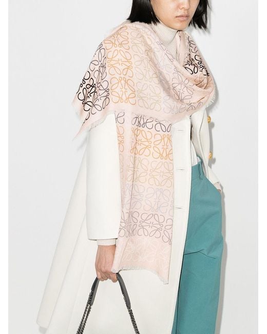 Loewe Pink Anagram Lines Scarf