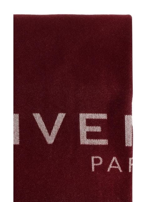 Givenchy Red Logo Fringe Scarf