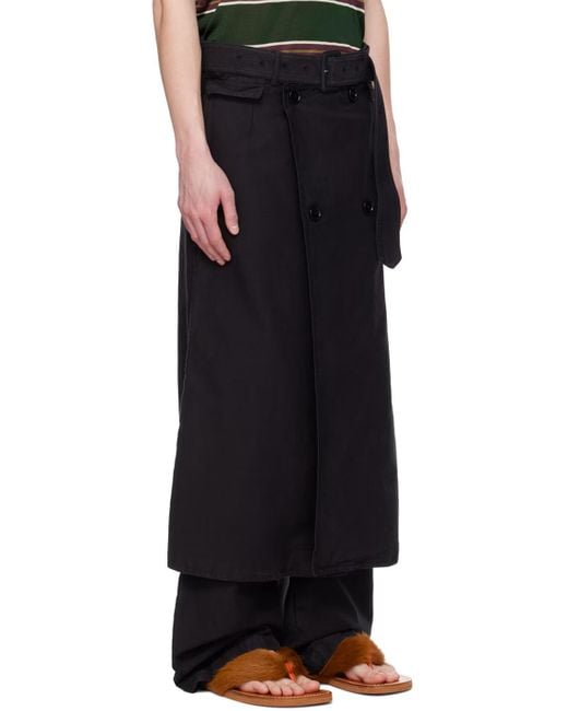 Dries Van Noten Black Wrap Trousers for men