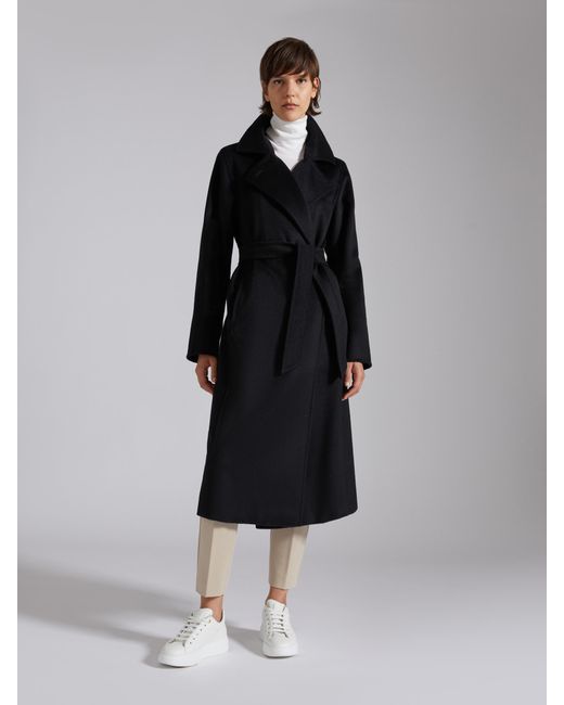 Max Mara Black Tie A Belt Overcoat