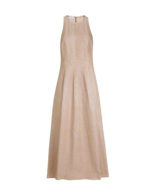 Brunello Cucinelli Natural Crewneck Sleeveless Dress
