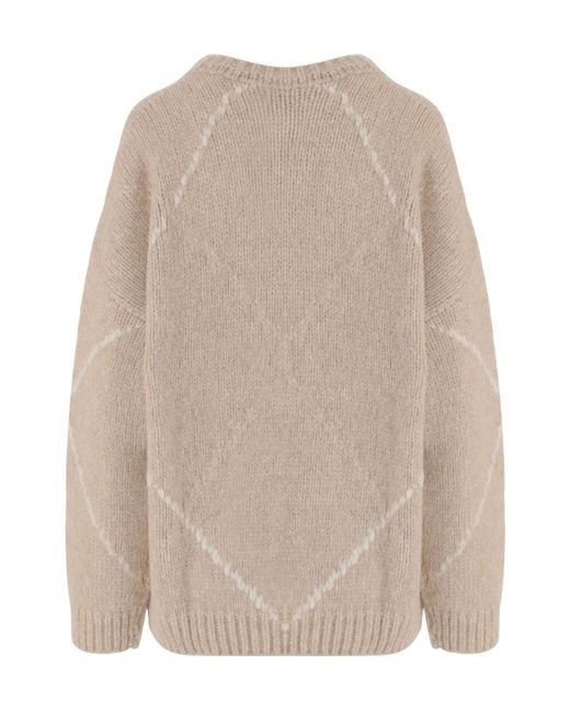 Bruno Manetti Natural Diamond Knit Crew Neck Sweater