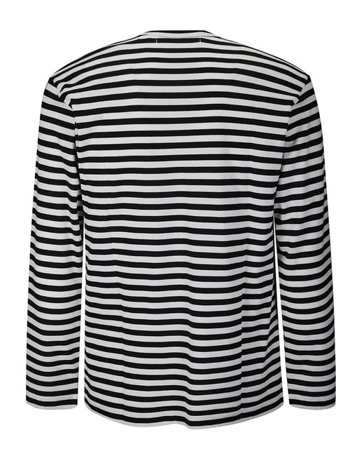 COMME DES GARÇONS PLAY Blue Striped Heart-Patch T-Shirt for men