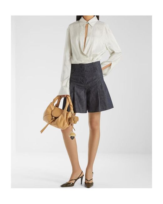 Fendi Gray Light Chambray Shorts