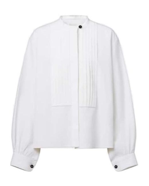 Jil Sander White Plissé Linen Blouse