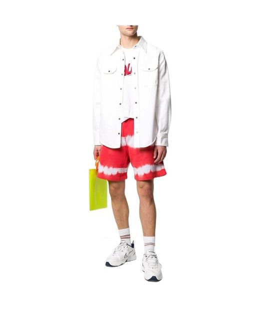 MSGM Red Tie Dye Bermuda Track Shorts for men