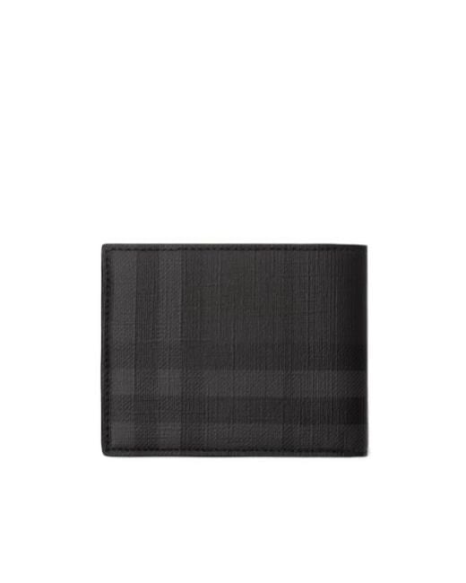 Burberry Black City Check Slim Bifold Wallet for men