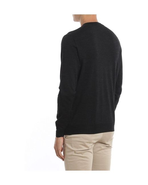 Drumohr Black V-Neck Knitted Jumper for men