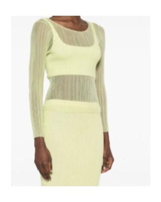 Jonathan Simkhai Yellow Long-Sleeved Sheer Top