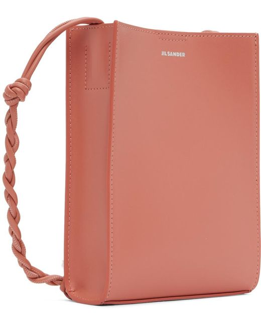 Jil Sander Pink Tangle Small Logo Embossed Crossbody Bag