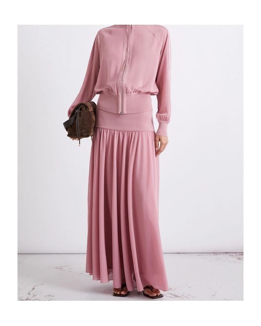 Marella Pink Pleated Midi Skirt
