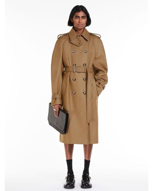 Sportmax Natural Double-Breasted Trench Coat