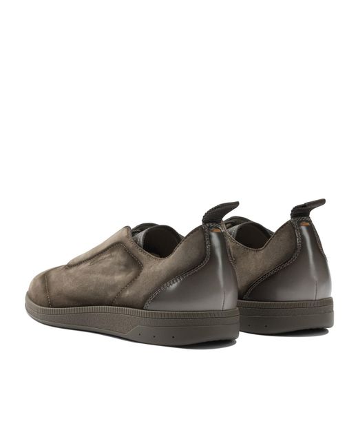 Santoni Brown Sneaker With Elastic Laces for men