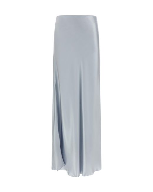 Fabiana Filippi Blue Satin Midi Skirt