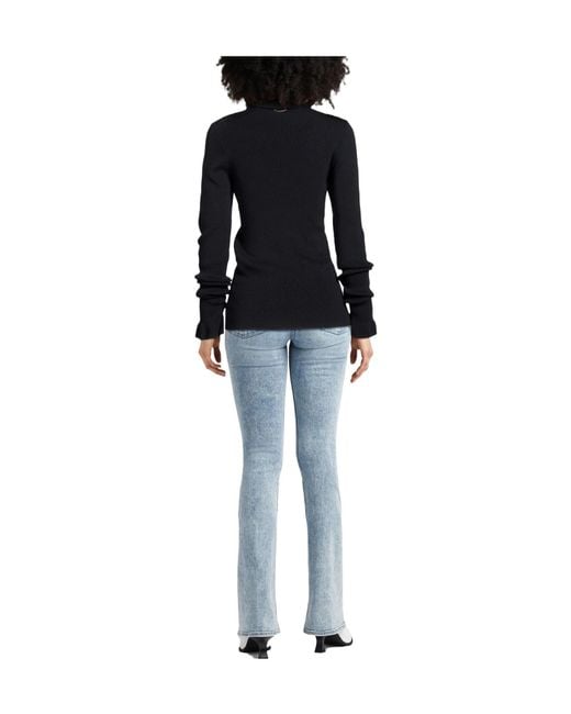 Chloé Blue Solid Long Sleeve Knit Sweater