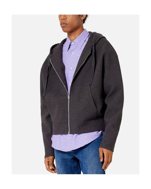 AMI Black Drop-Shoulder Zip-Fastening Hoodie for men