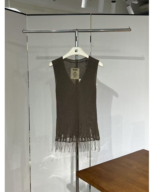 Uma Wang Brown V-Neck Sleeveless Knitted Vest