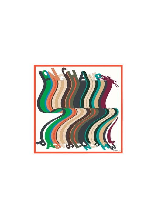 Longchamp White L'Arc-En-Ciel Silk Scarf 70