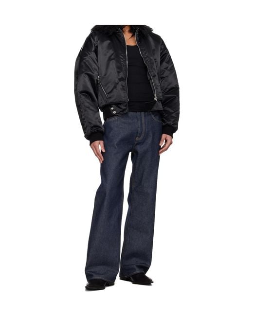 Mugler Black Front Zip Bomber Jacket for men