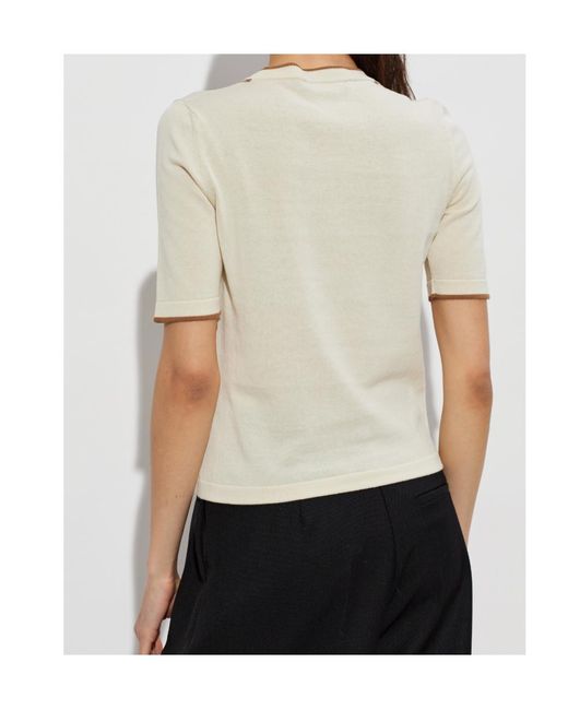 Fabiana Filippi White Contrast-Trim Knitted T-Shirt