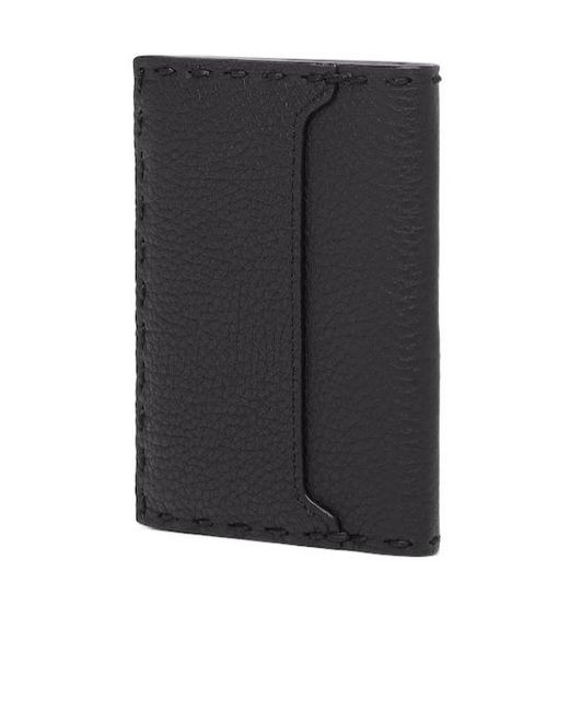 Fendi Black Logo Plaque Bifold Card Holder for men
