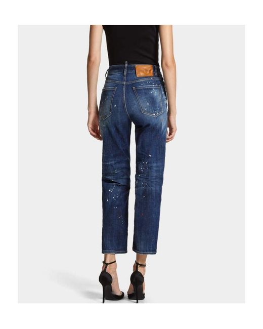 DSquared² Blue Distressed Straight-Leg Jeans