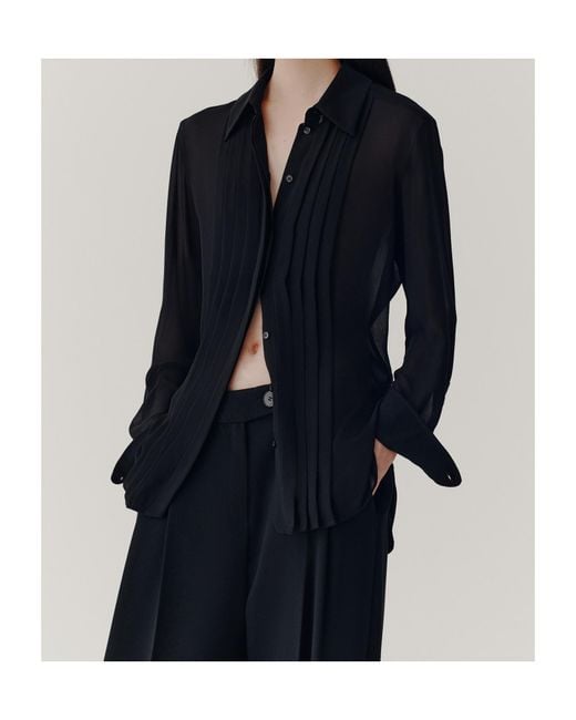 Marella Black Lapel Long Sleeve Shirt