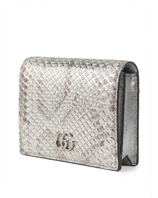 Gucci White Gg Marmont Python Small Wallet