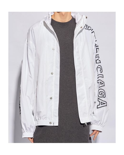 Balenciaga White Logo Printed Jacket for men