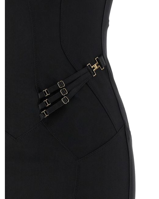 Elisabetta Franchi Black Sheer Panel Corset Dress