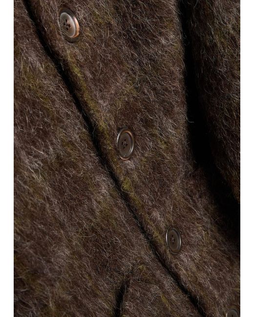 Our Legacy Brown Checked Brushed Wool-Blend Cardigan for men