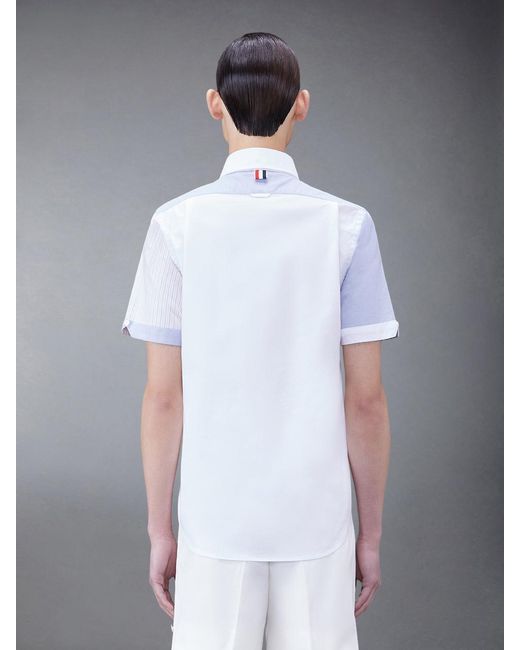 Thom Browne White Panelled Short-Sleeve Shirt for men