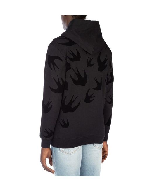 McQ Alexander McQueen Black Printed Hooded Sweater for men