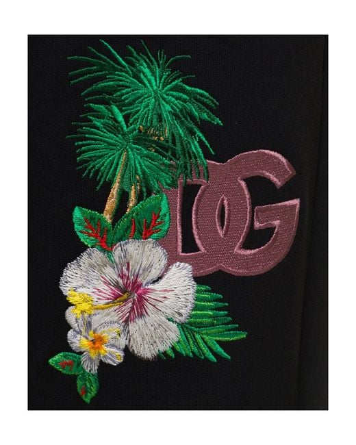 Dolce & Gabbana Black Embroidered-Detail Track Pant for men