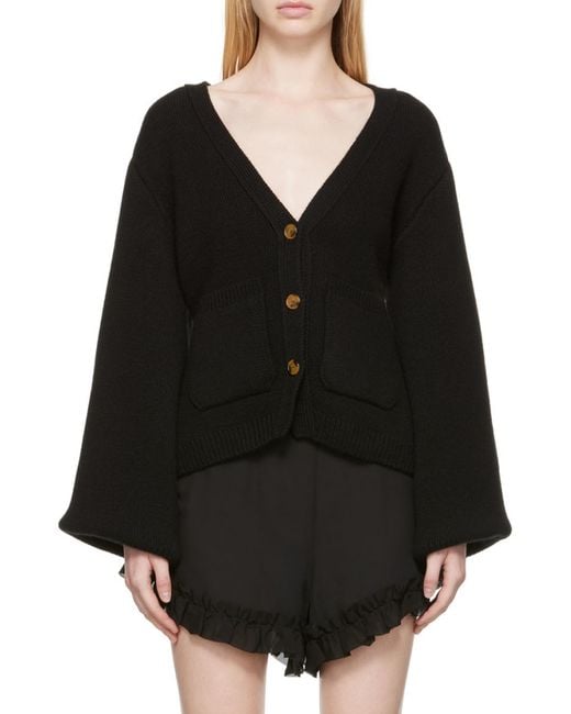 Khaite Black Scarlett V-Neck Knitted Cardigan