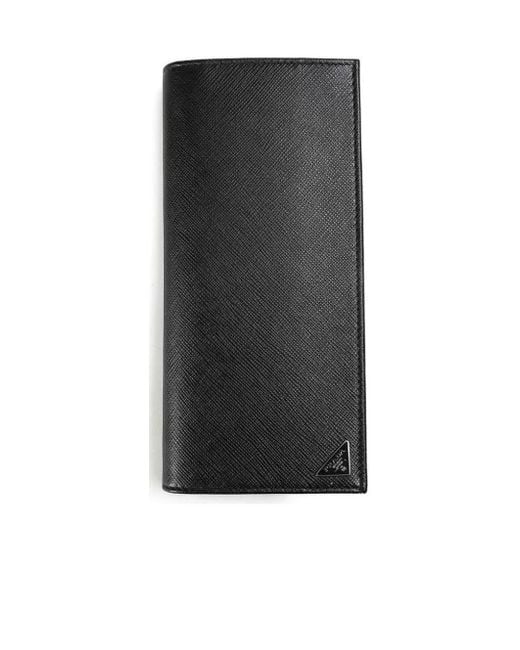 Prada Black Logo-Plate Continental Wallet for men